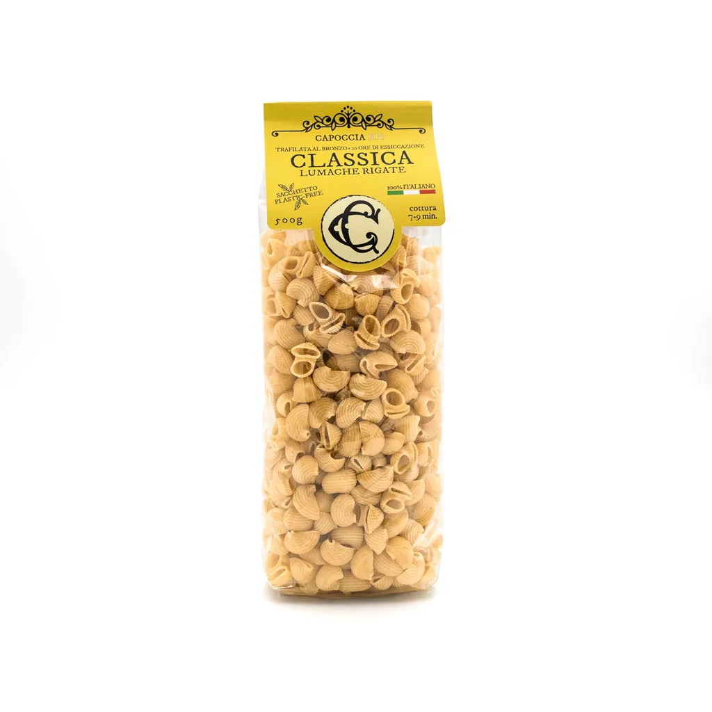 Ribbed snails, “Classica” organic pasta